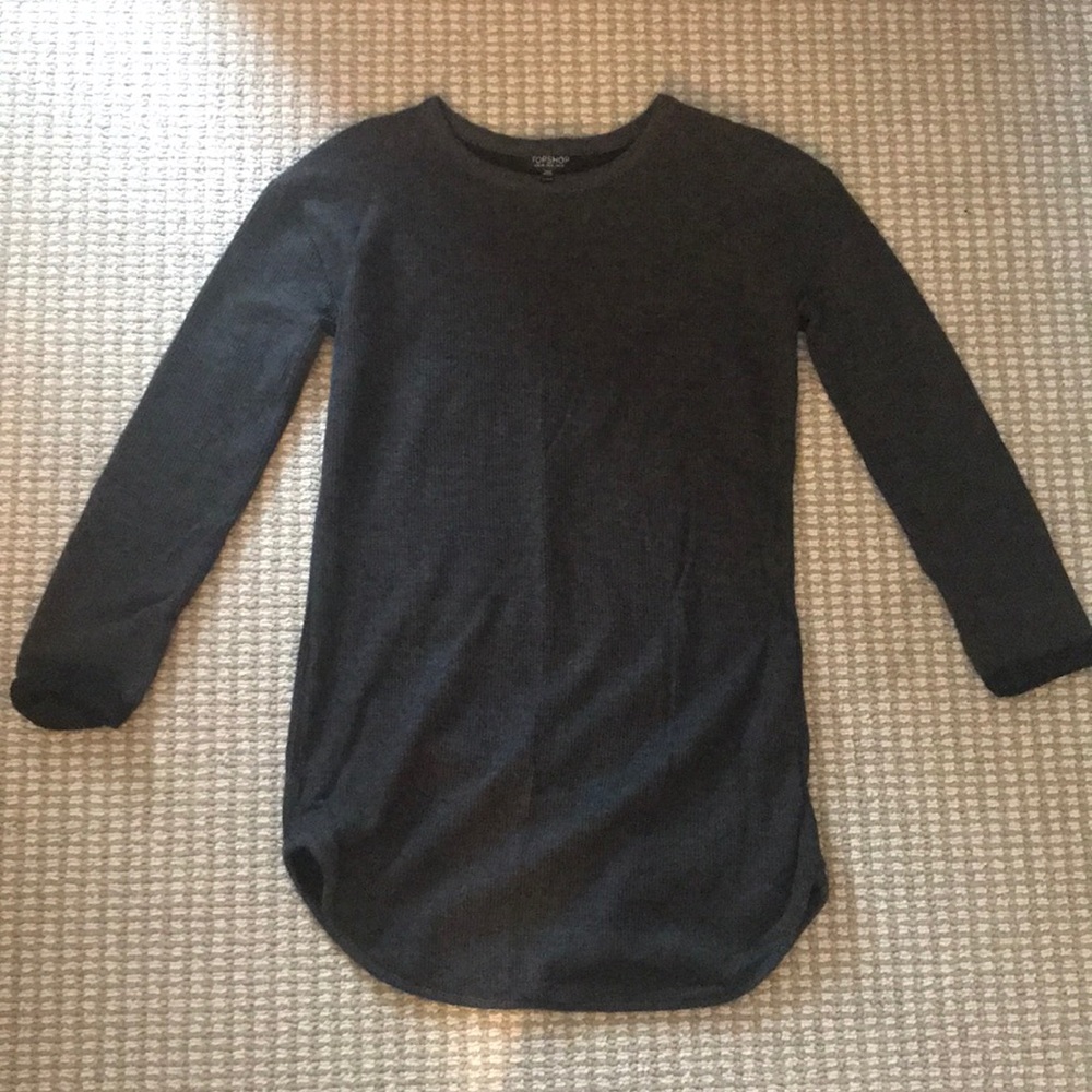 Topshop long sleeve waffle knit sweater dress